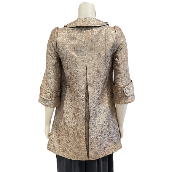 NEW Gold Brocade Retro Overcoat - Picture 6 of 13